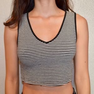 Black and White Striped Crop Top